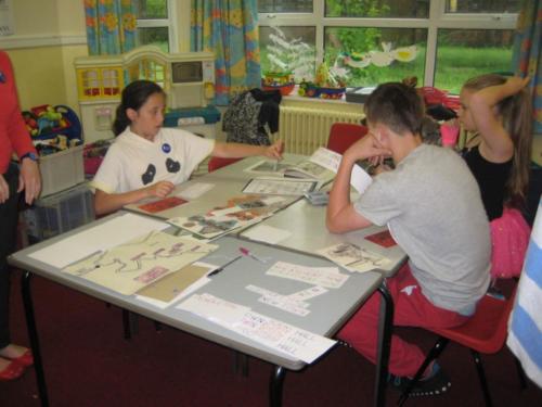 Children designing the mural
