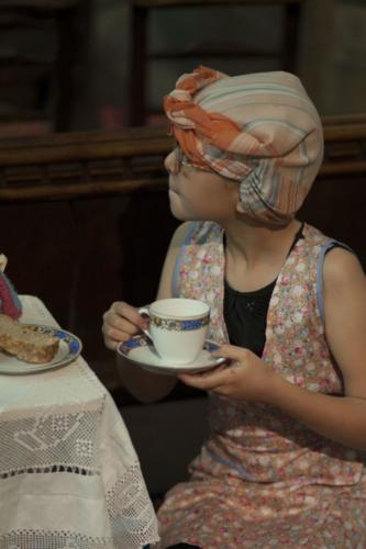 Housewife has a cuppa